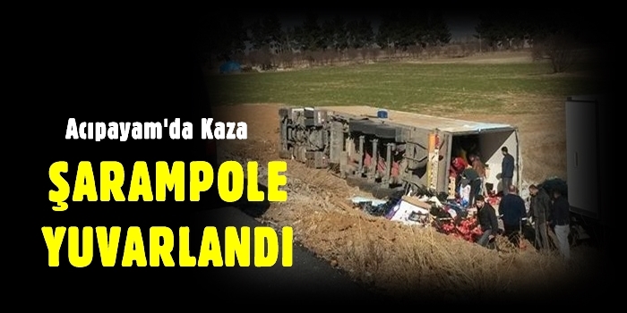 Acıpayam’da TIR Devrildi