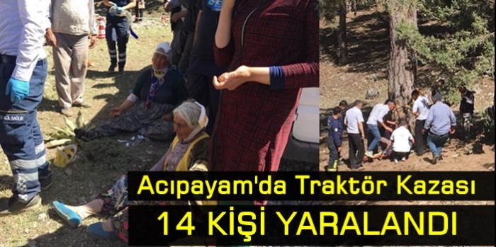 Acıpayam'da Traktör Kazası,14 Yaralı