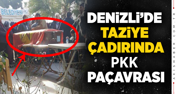 Denizli'de Şok! Taziye Çadırına PKK Paçavrası