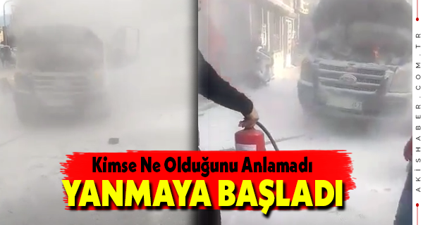 Denizli'de Ekmek Dağıtım Aracı Yandı