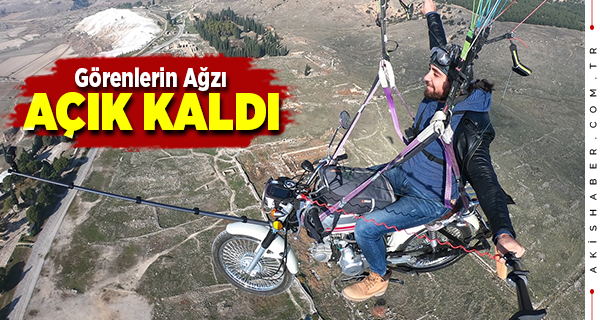 Denizli Semalarında Motosikletle Uçtu