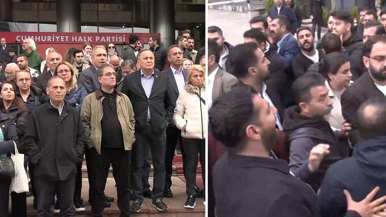 CHP Genel Merkezi önünde arbede!