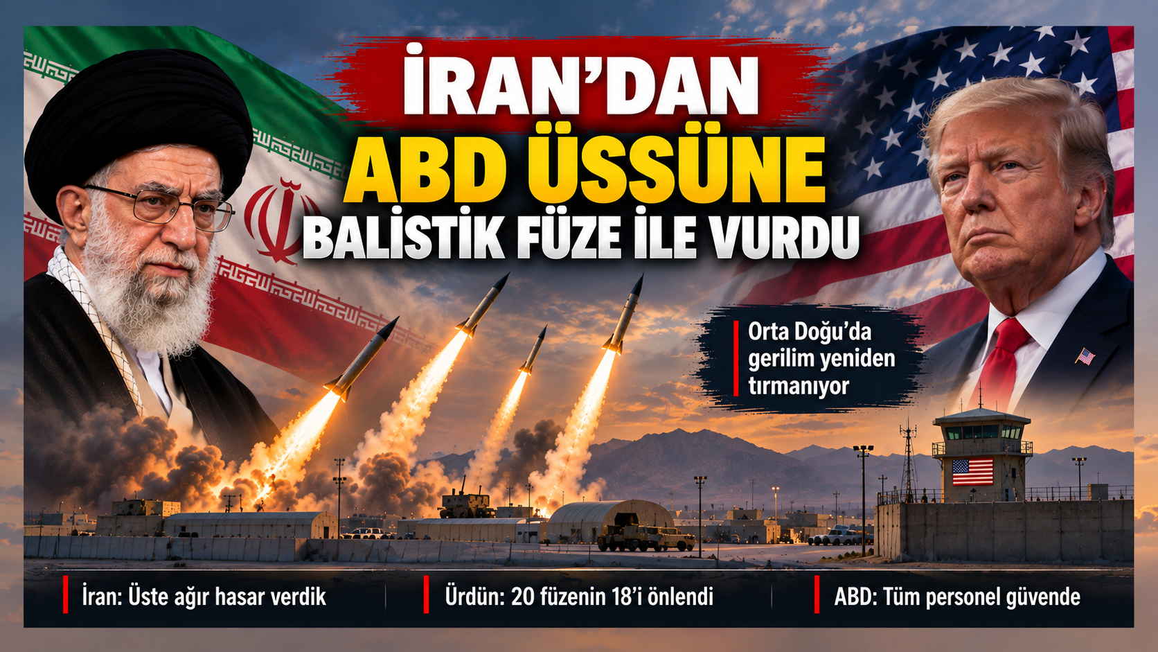 İran, ABD Üssünü Balistik Füzelerle Hedef Aldı