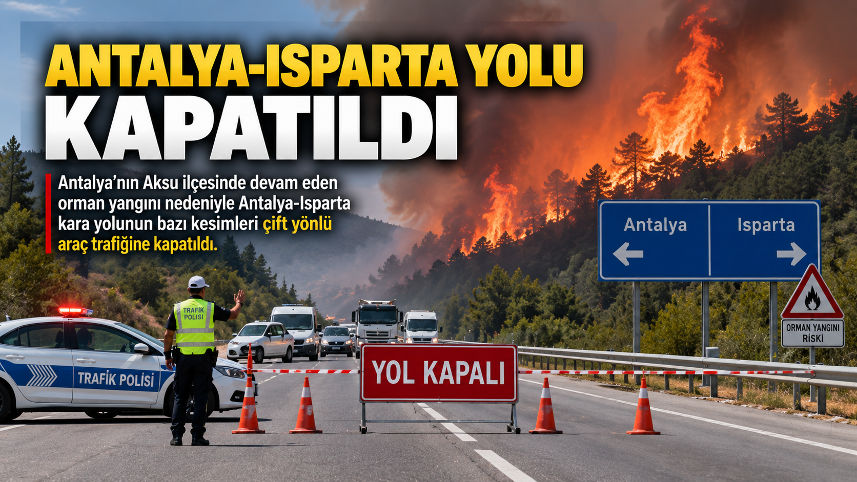 Antalya-Isparta Yolu Yangın Nedeniyle Kapatıldı
