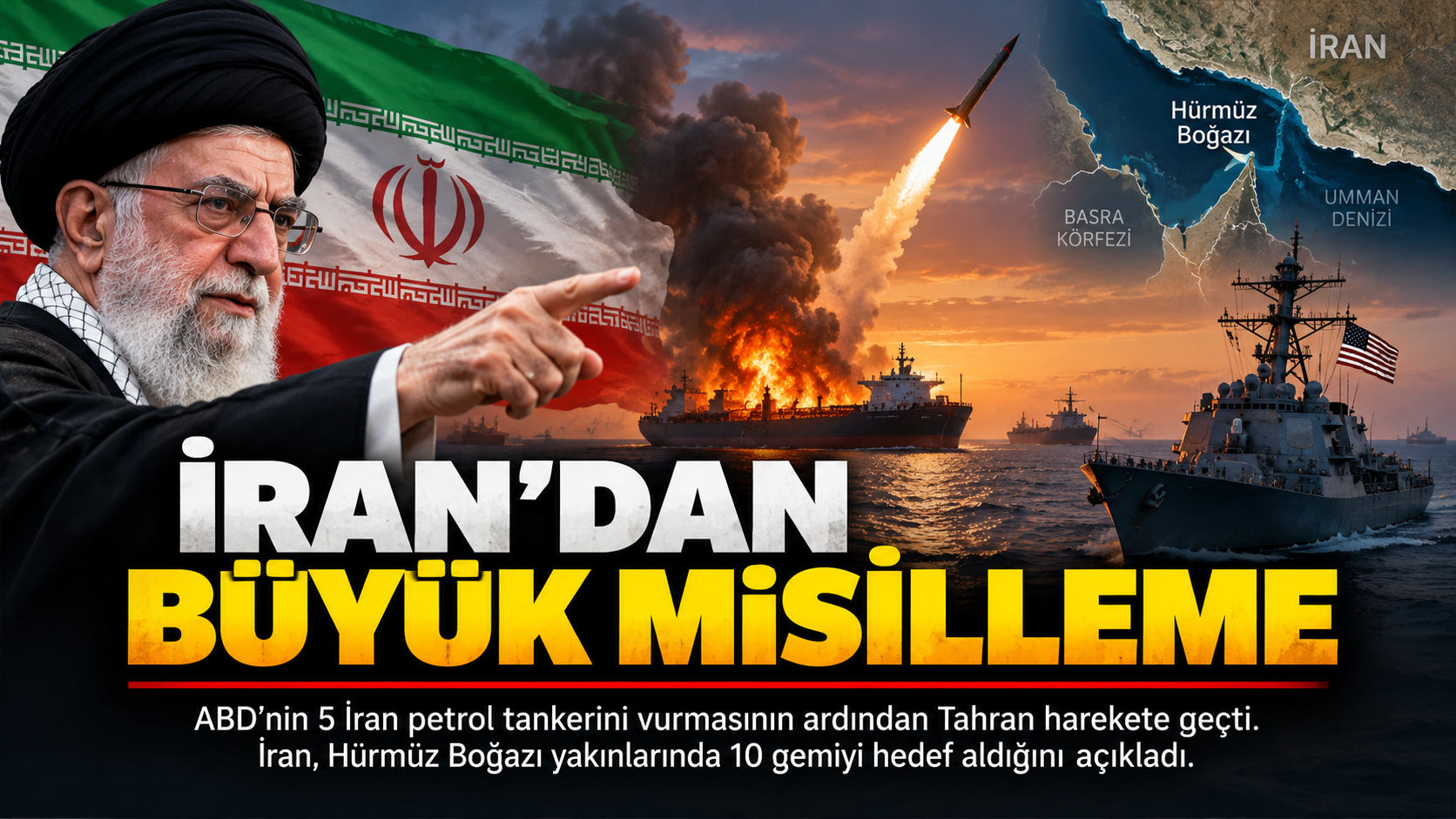 İran’dan büyük misilleme: Hürmüz’de 10 gemi hedefte