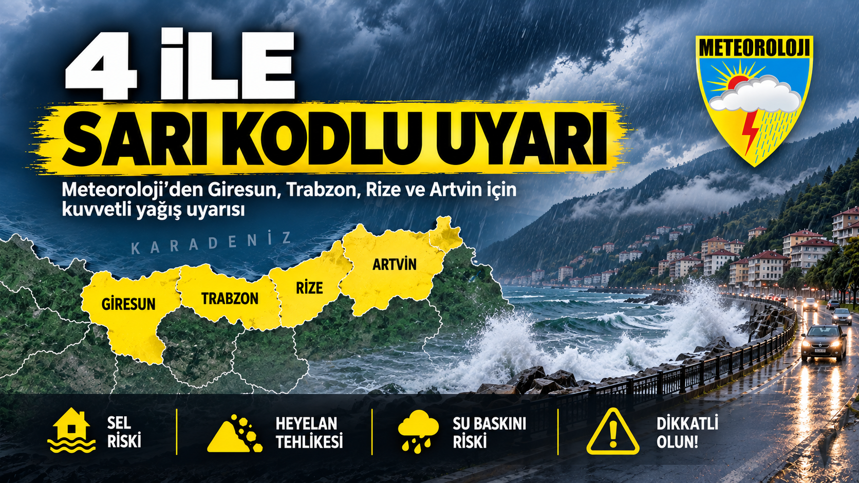 METEOROLOJİ’DEN 4 İL İÇİN SARI KODLU UYARI