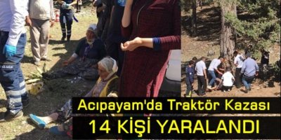 Acıpayam'da Traktör Kazası,14 Yaralı