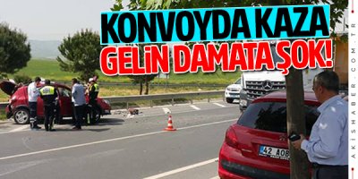 Gelin ve damadın düğün konvoyunda kaza