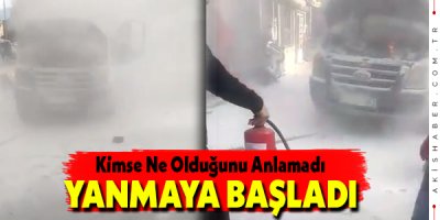 Denizli'de Ekmek Dağıtım Aracı Yandı