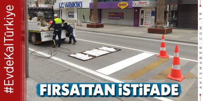 Denizli Büyükşehir Belediyesi Yasağı Fırsat Bilip Trafik Çizgilerini Yeniliyor