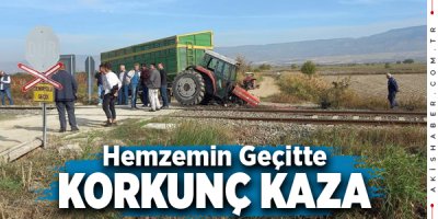 Denizli'de Trenin Çarptığı Traktörde 1 Kişi Yaralandı