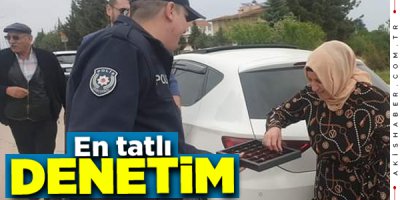 Denizli'de trafik polislerinden ‘bayram şekerli’ denetim