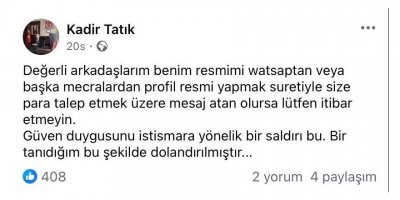 Dolandırıcılar Başkan Tatık’ın fotoğrafıyla sahte hesap açtı