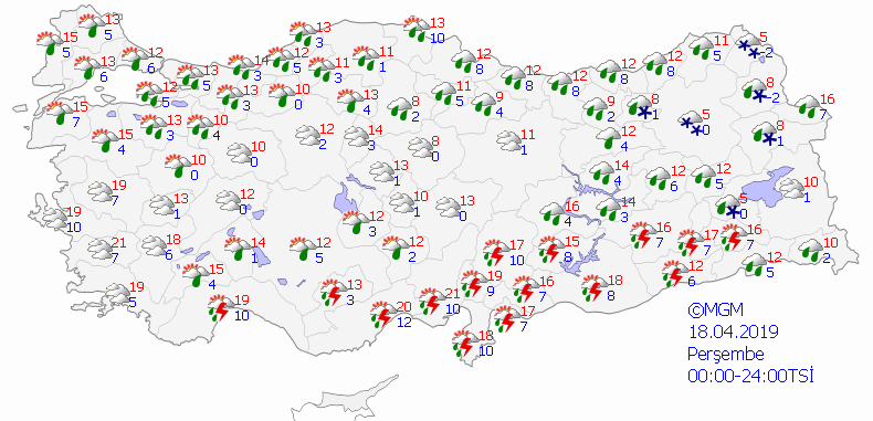 18 Nisan 2019 Denizli hava durumu